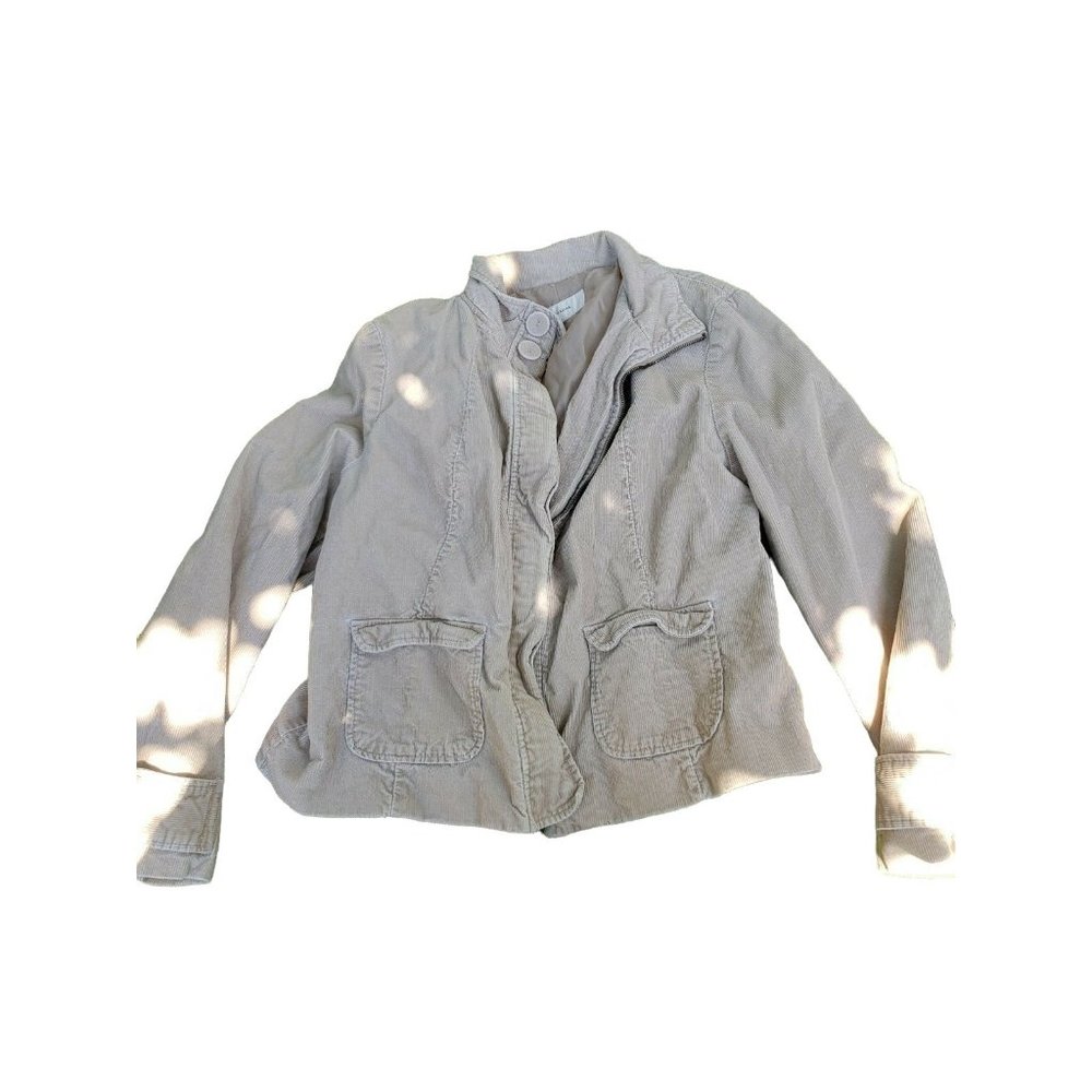 Merona Khaki Tan Zip Up Corduroy Jacket Blazer Women's Size Medium 21" Length